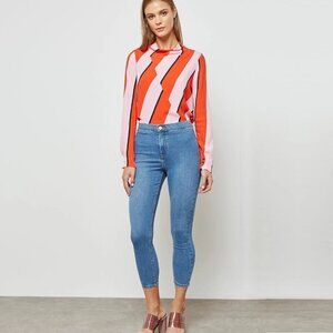 2/$30 Topshop Moto Joni Jeans Petite High Rise Skinny Mid Denim Tint W24 #9278